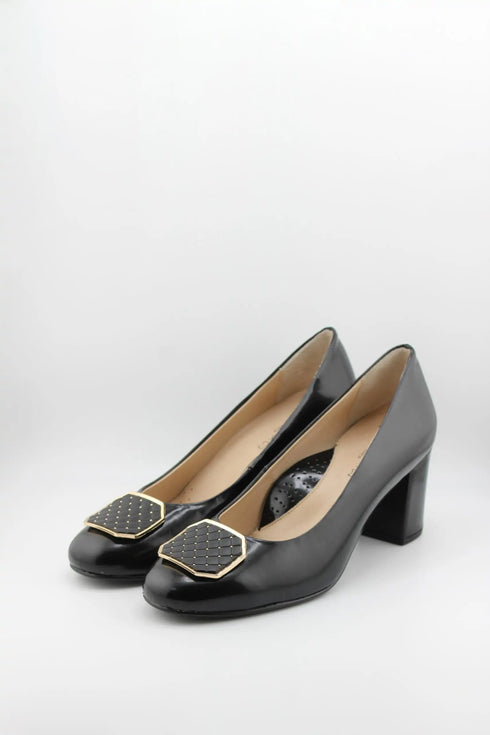 DFC Relax Block Heel Loafer with Metallic Accent